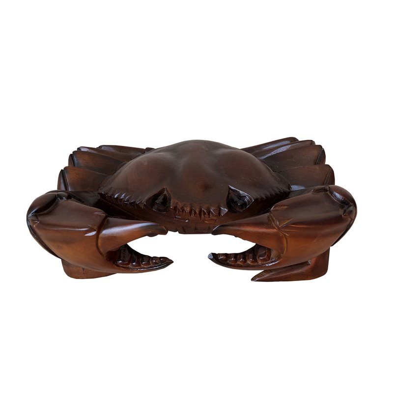 Pemberly Row Teak and Mahogany Solid Wood King Crab Statue in Dark Brown