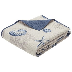 Pemberly Row Modern Printed Fabric Oversized Quilted Throw in Blue