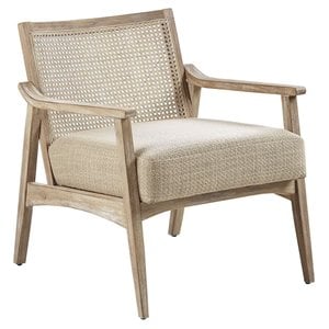 Pemberly Row 30&quot Polyester and Solid Wood Accent Chair in Brown/Wheat