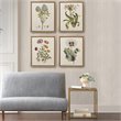 Pemberly Row 4-Piece Wood Framed and Fabric Herbal Botany Canvas Set in Green