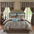 Pemberley Row Microfiber Blue Brown Comforter Set 90