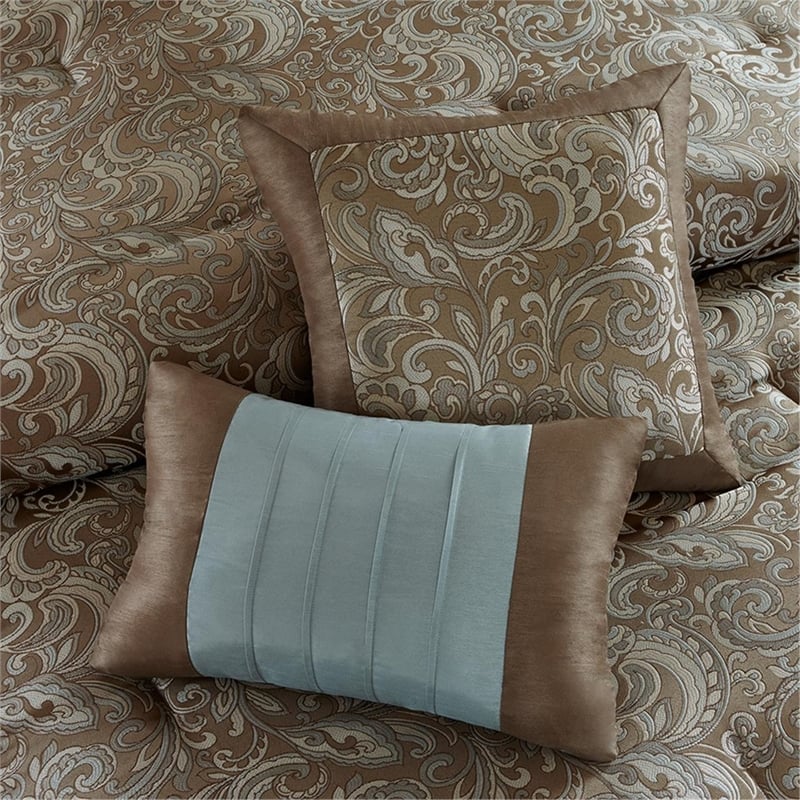 Pemberley Row Microfiber Blue Brown Comforter Set 90
