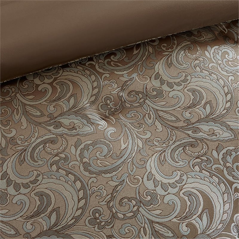 Pemberley Row Microfiber Blue Brown Comforter Set 90