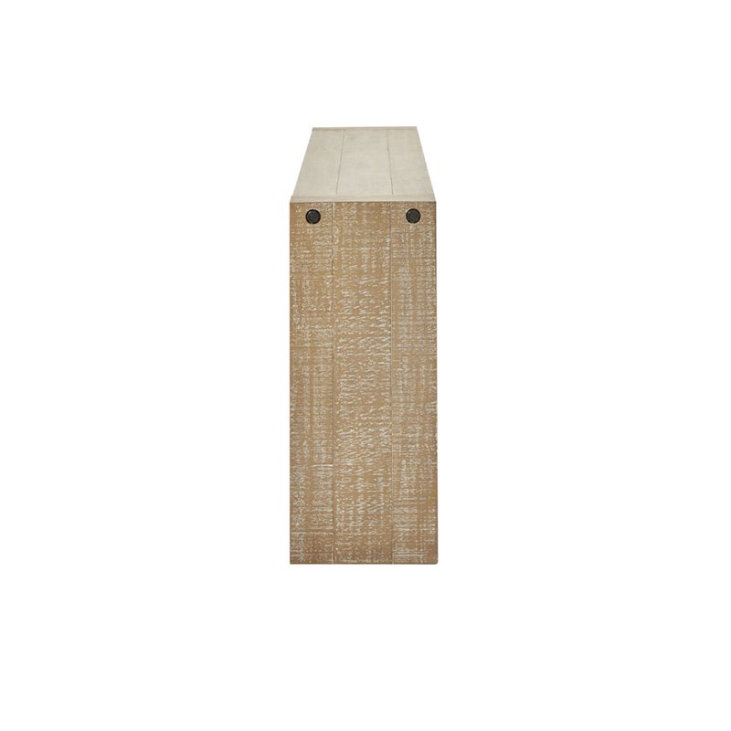 Pemberly Row Contemporary Solid Wood Console Table in Natural/Wheat