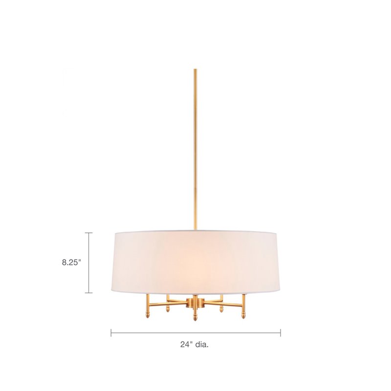 Pemberly Row Transitional Fabric and Metal Chandelier in Gold/White