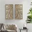 Pemberly Row Modern MDF Birch Palms Carved Wall Panel in Brown (Set of 2)