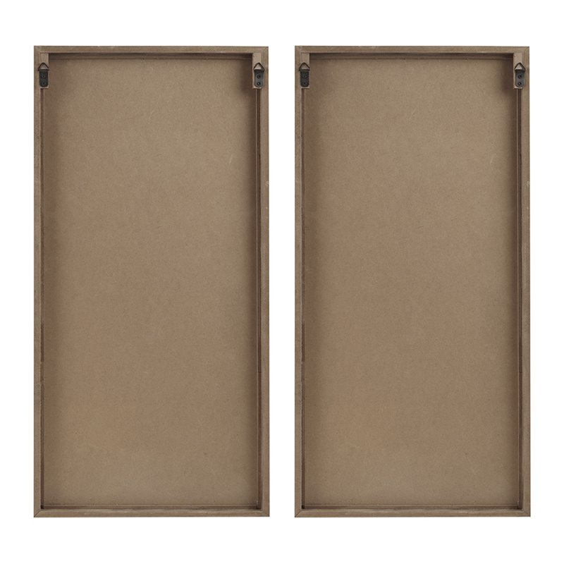 Pemberly Row Modern MDF Birch Palms Carved Wall Panel in Brown (Set of 2)