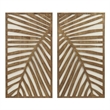Pemberly Row Modern MDF Birch Palms Carved Wall Panel in Brown (Set of 2)