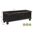 Pemberly Row Modern Carved Solid Wood Storage Ottoman in Black