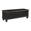Pemberly Row Modern Carved Solid Wood Storage Ottoman in Black
