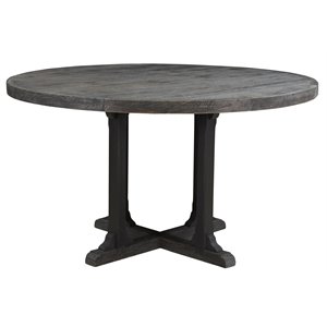 Pemberly Row Modern 54&quot Round Solid Wood Dining Table in Dark Gray