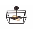 Pemberly Row 2-Light Square Metal Semi-Flush Pendant in Black/Brass