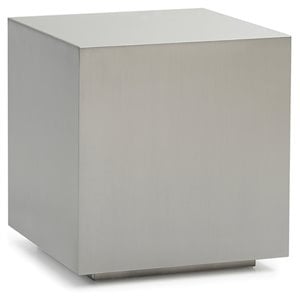 Pemberly Row Cube Modern Brushed Stainless Steel End Table in Gray Finish