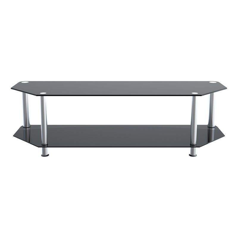 Pemberly Row Steel and Glass TV Stand for up to 65