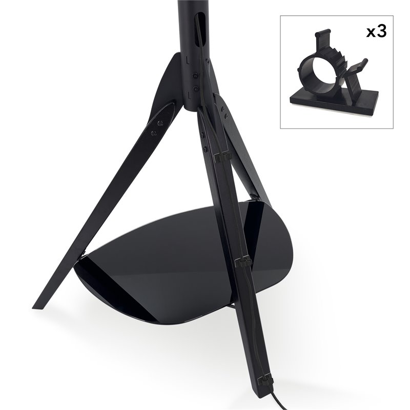 Pemberly Row Wood Glass Steel TV Floor Stand for 32