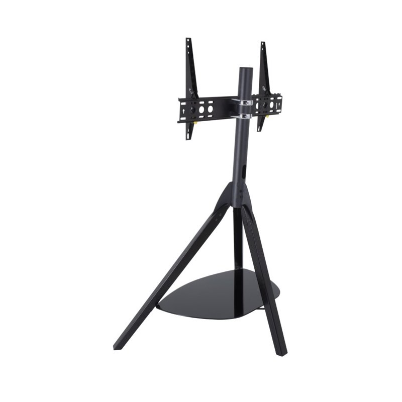 Pemberly Row Wood Glass Steel TV Floor Stand for 32