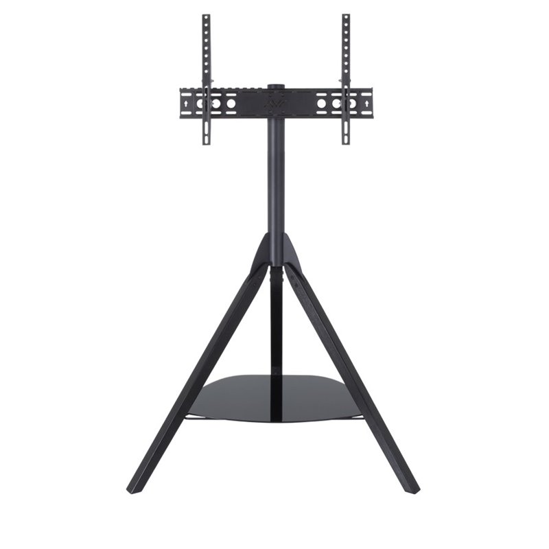 Pemberly Row Wood Glass Steel TV Floor Stand for 32