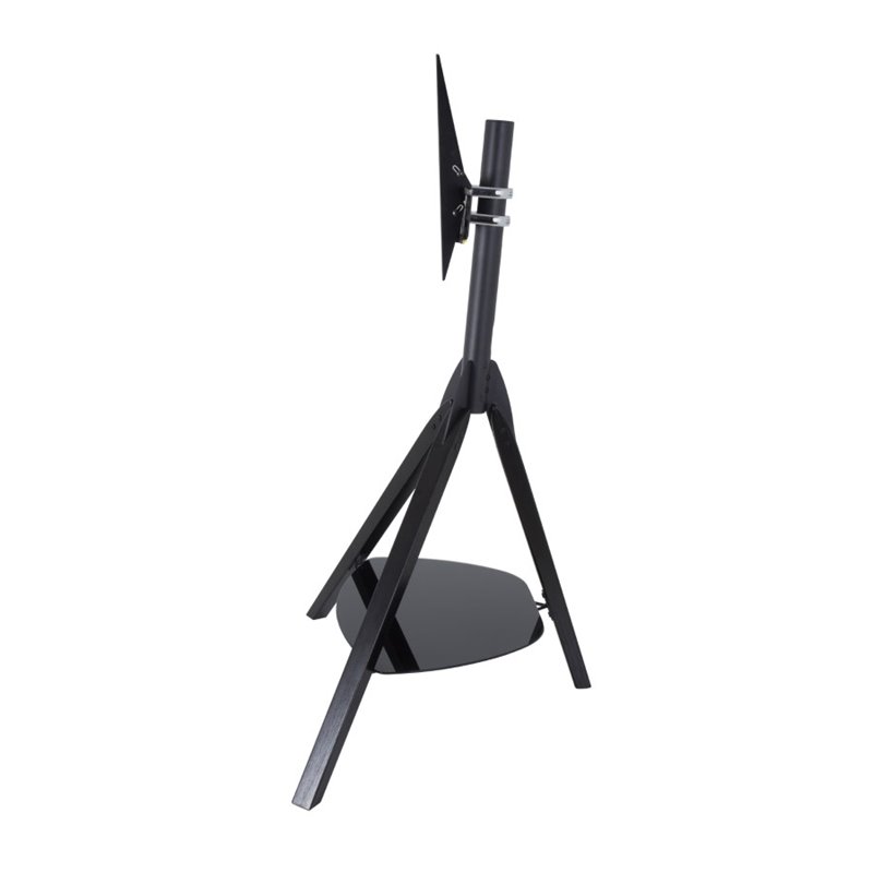 Pemberly Row Wood Glass Steel TV Floor Stand for 32