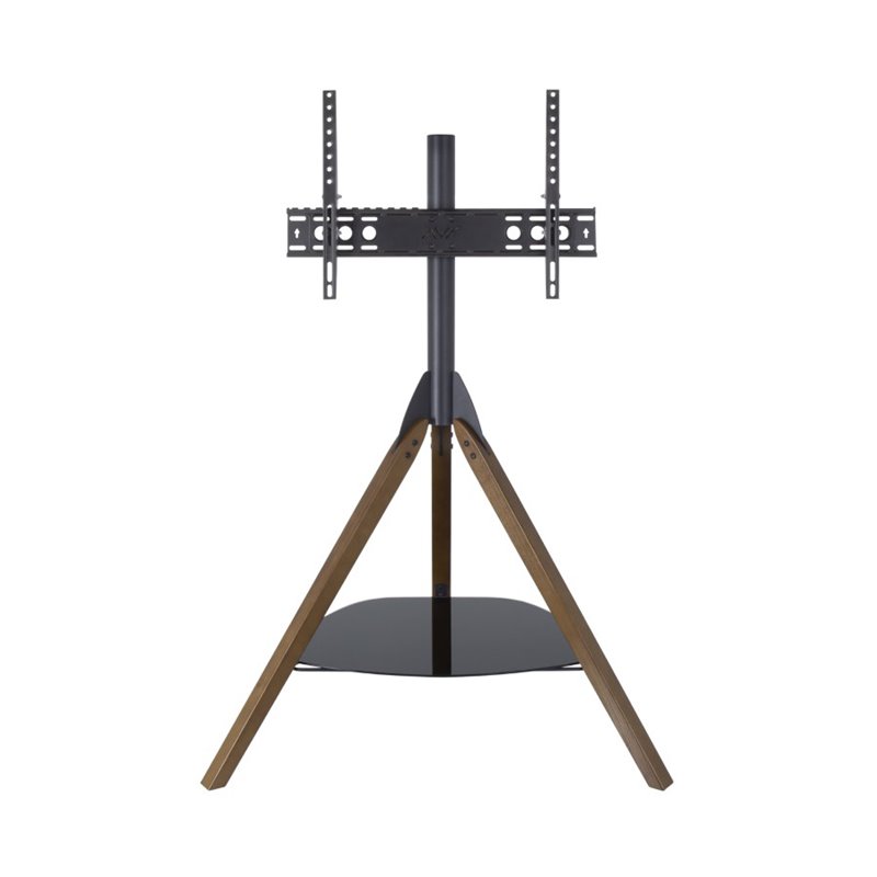 Pemberly Row Glass Steel TV Floor Stand for 32