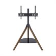 Pemberly Row Glass Steel TV Floor Stand for 32