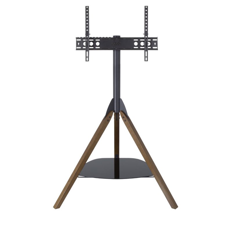 Pemberly Row Glass Steel TV Floor Stand for 32