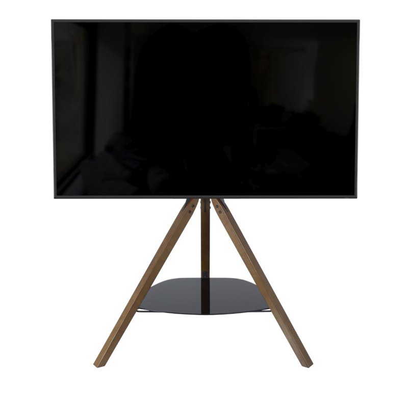 Pemberly Row Glass Steel TV Floor Stand for 32