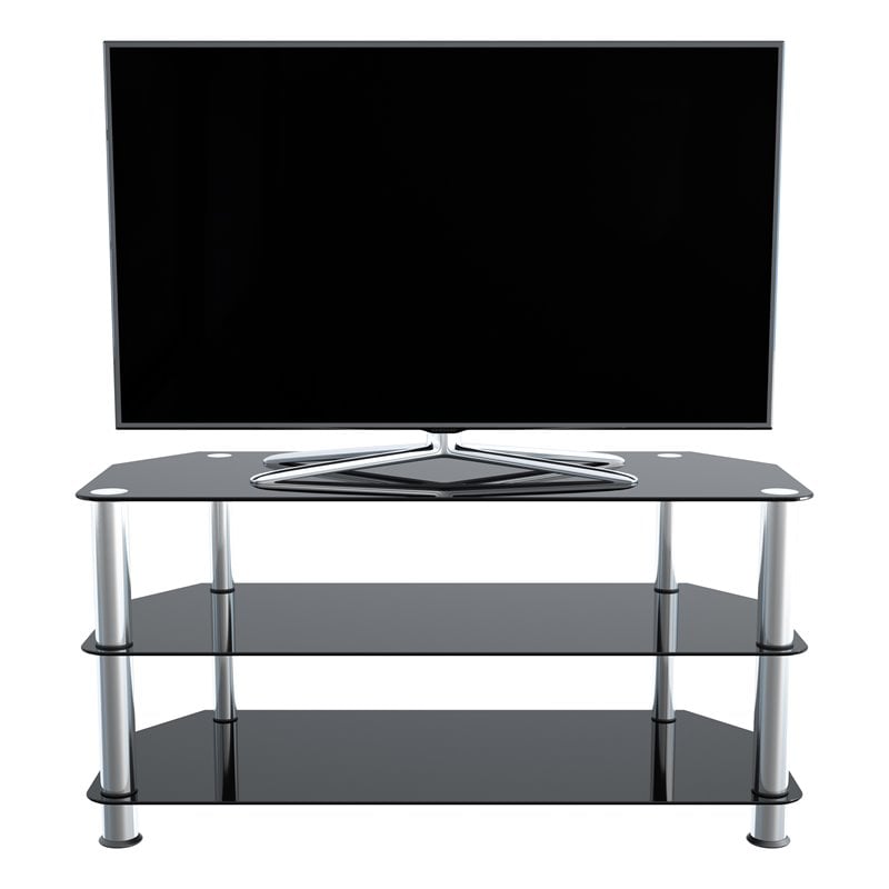 Pemberly Row Steel and Glass TV Stand for up to 50