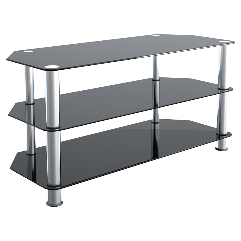 Pemberly Row Steel and Glass TV Stand for up to 50