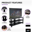 Pemberly Row Steel Glass TV Stand w/ Cable Management for up to 55