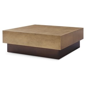 Pemberly Row Square Modern Metal Coffee Table in Antique Copper/Brown