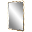 Pemberly Row Transitional Style Wood Scalloped Mirror in Gold