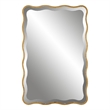 Pemberly Row Transitional Style Wood Scalloped Mirror in Gold