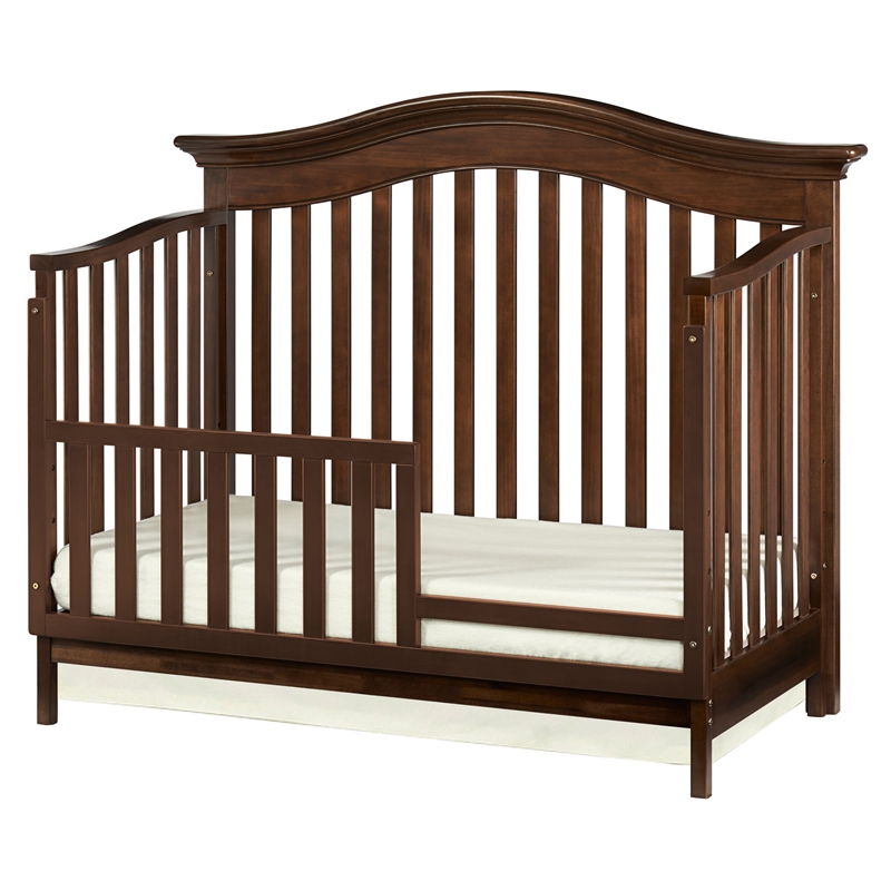 Pemberly Row Traditional Wood Toddler Guard Rail in Brown Sugar