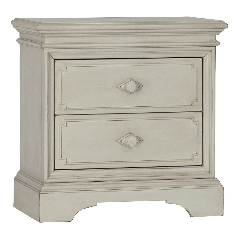 Pemberly Row Modern Traditional Wood Nightstand in Antique White