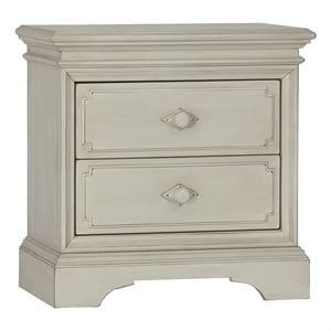 Pemberly Row Modern Traditional Wood Nightstand in Antique White