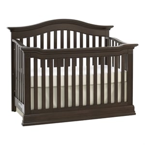 Pemberly Row Traditional Wood 4-in-1 Convertible Crib in Espresso