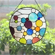 Pemberly Row Bubbles Glass & Metal Window Panel in Multi-Color