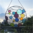 Pemberly Row Bubbles Glass & Metal Window Panel in Multi-Color