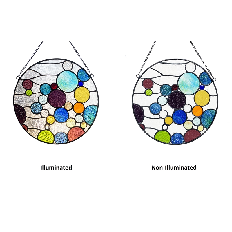 Pemberly Row Bubbles Glass & Metal Window Panel in Multi-Color