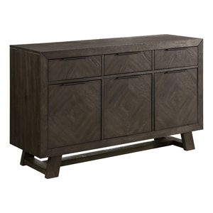Pemberly Row Contemporary 56&quot Transitional Wood Server in Brown
