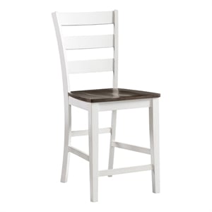 Pemberly Row 24&quot Wood Ladder Back Stool in Gray/White (Set of 2)