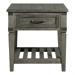 Pemberly Row 24&quot Transitional Wood Veneer End Table in Pewter