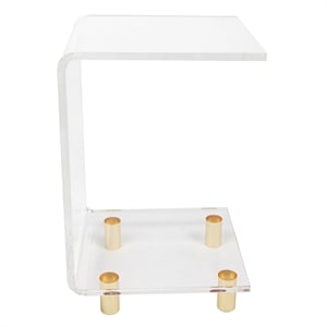 Pemberley Row Acrylic Clear Accent Table C Shape Contemporary Design 22.5&quotH x 14.75&quotW x 13.5&quotD