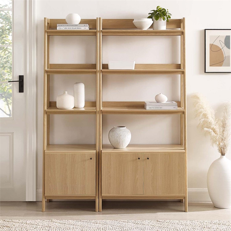 Pemberly Row Particleboard and MDF Bookshelves in Oak (Set of 2)