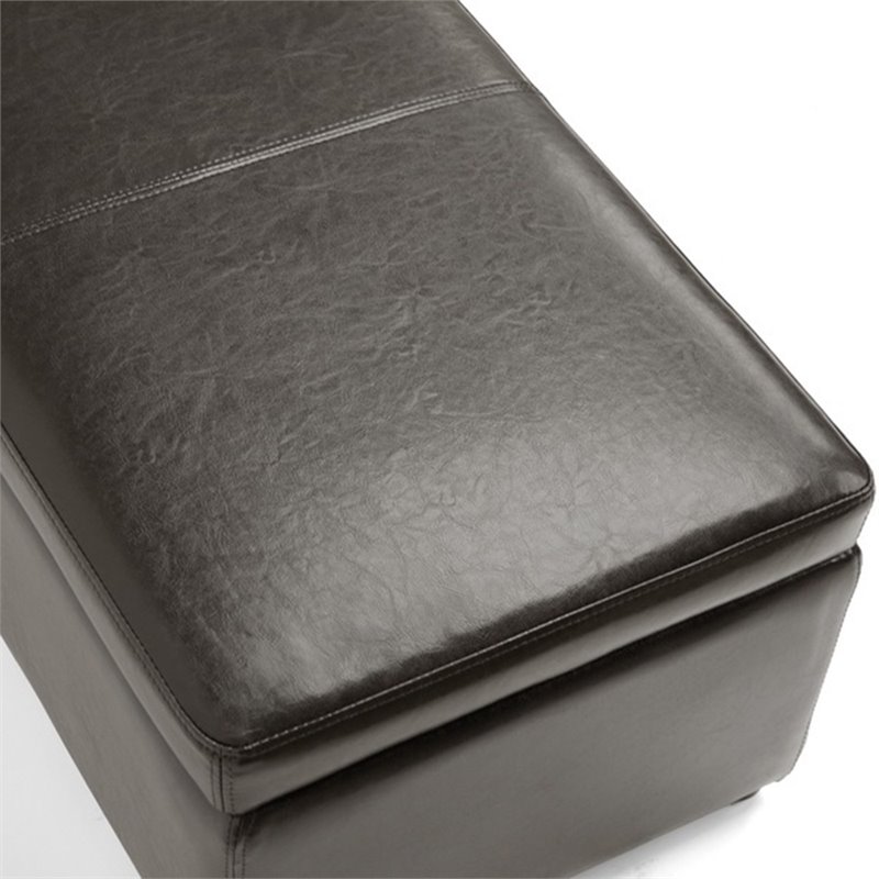Pemberly Row Faux Leather Multipurpose Storage Ottoman Bench