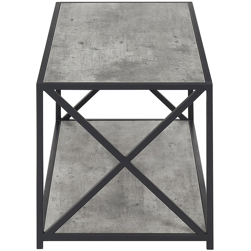 Pemberly Row Modern Coffee Table in Faux Birch Gray Wood Finish