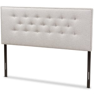 Pemberly Row Modern Tufted King Panel Headboard in Grayish Beige