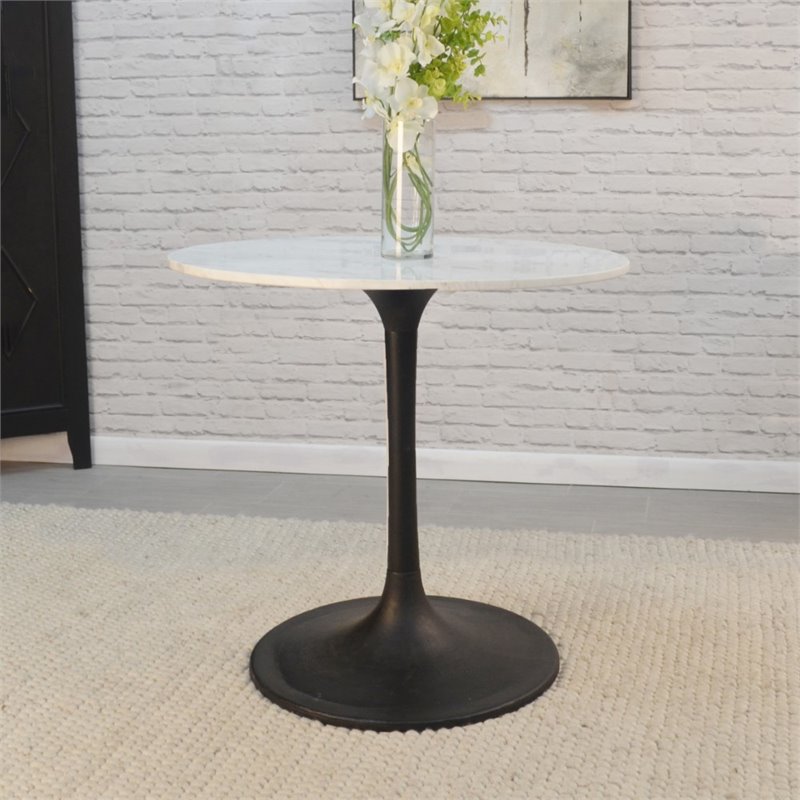 Pemberley Row Marble White Dining Table Round Natural Variations 30