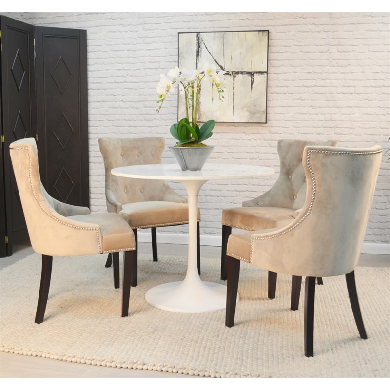 Pemberley Row Marble White Dining Table Round Unassembled