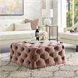 Pemberly Row Contemporary Velvet Cocktail Ottoman Blush Pink